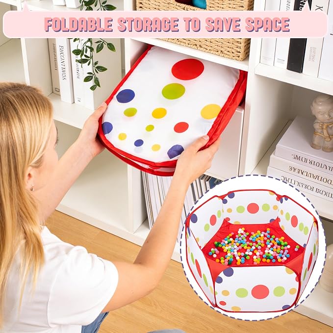 Cat Ball Pit with Balls for Cats, 176 Pcs Interactive Cat Toys for Bored Indoor Cats Self Play Cat Enrichment Toys for Fun and Exercise, Pom Pom Balls Jingle and Crinkle Ball, Springs and Mice toy