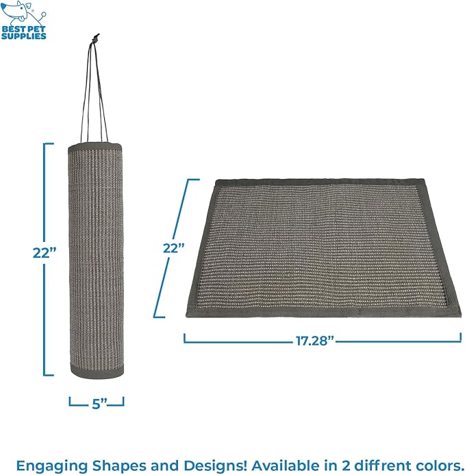 Best Pet Supplies Catify Cat Scratcher, Fun Interactive Scratchers, Posts, Poles, Claw Safe, Furniture Saver Indoor Play Support Natural Cat Behaviors Heavy Duty - Gray Log