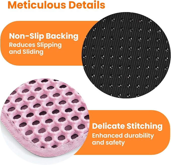 Small Cat Litter Mat, Double Layer Honeycomb Litter Box Mat | 20x14”, Reduces Litter Tracking, Waterproof, Non-Slip, Soft on Paws, Scratch Resistant, Easy to Clean, Pink