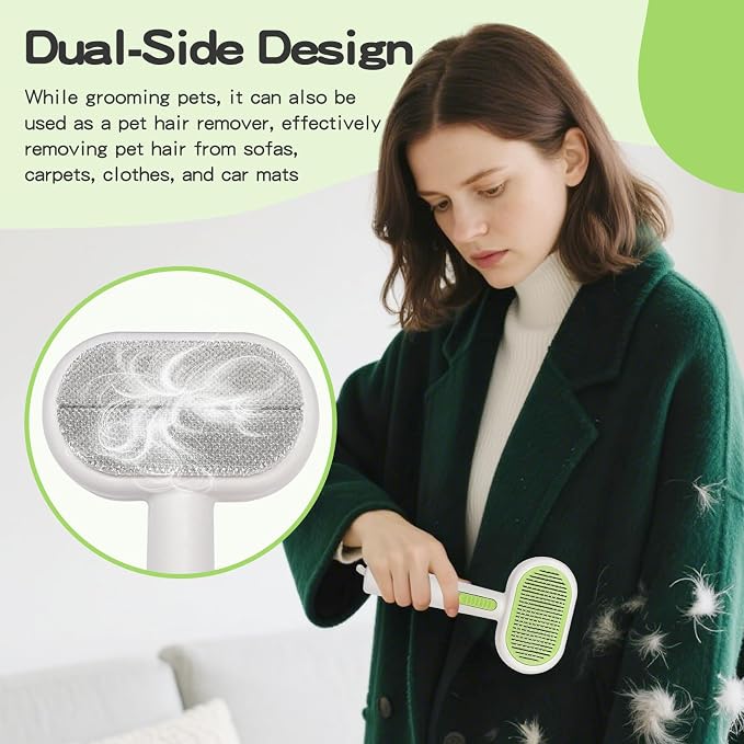 Double Sided Pet Grooming Brush for Dogs and Cats - Gentle Deshedding Tool for Long/Short Hair, Massage & Hair Removal - Indoor Grooming, Outdoor Use & Travel Friendly