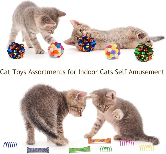 Retro Shaw Interactive Cat Toys Packs, 25Pcs | 4Pcs Collapsible Tunnel, 21Pcs Kitten Toys Bundle