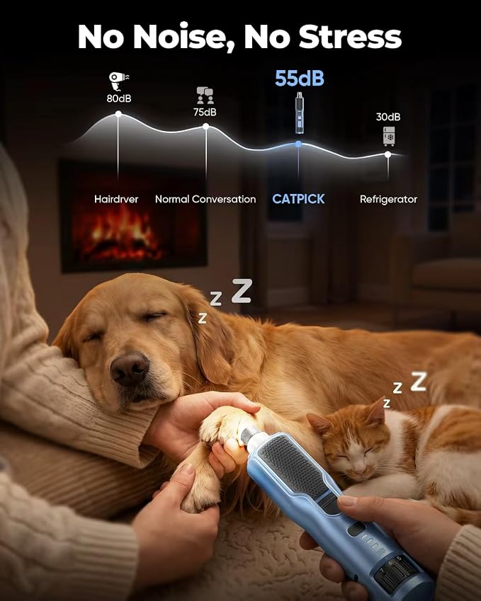 7-Speed Dog & Cat Nail Grinder with Light - Ring LED Safe to Avoid Overcut, Quiet Low Vibration & Powerful Fast, Cordless Rechargeable Toenail Trimmer for Small & Large Puppy & Breeds Paws(White)