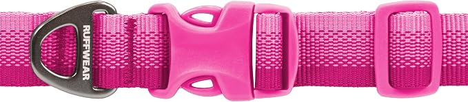 Ruffwear, Front Range Dog Collar, Adjustable Tubelok Webbing, Lightweight, Side Release Buckle, Aluminum V-Ring, Durable for Everyday Use, Pink Rose, 20"-26"