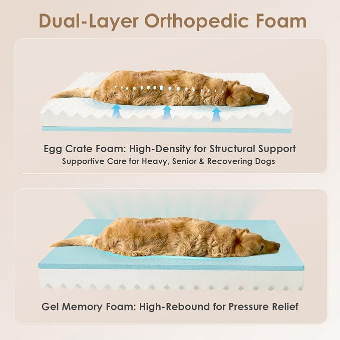 EHEYCIGA Orthopedic Dog Bed for Large Sized Dog, 36x27 Inch Large Memory Foam Dog Couch Bed with Sides, Waterproof Liner & Washable Removable Cover, Bolster Pet Sofa, Brown