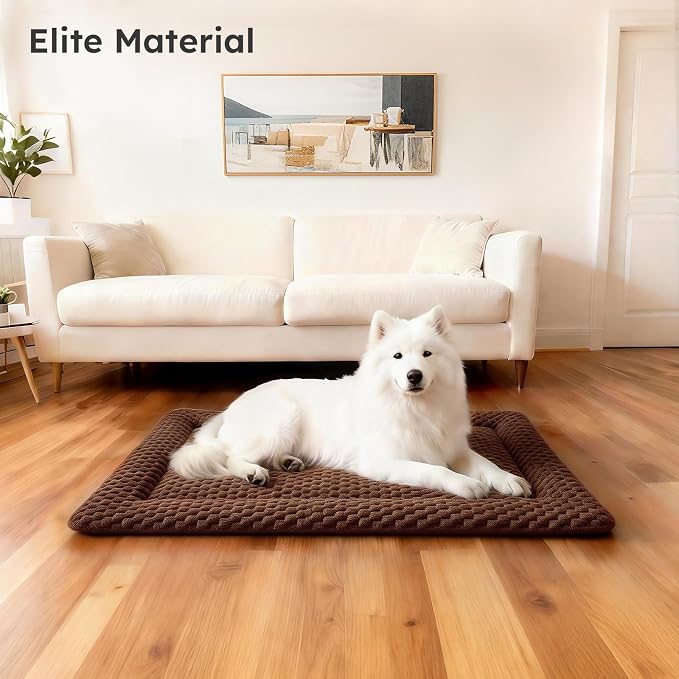 Dog Bed Mat, Dual-Sided Dog Crate Bed Mat - Ultra Soft & Machine Washable Kennel Pad for Small Dogs, All-Season Comfort Pet Bed for Crates, Travel, and Home, Brown, 24 x 16 Inch