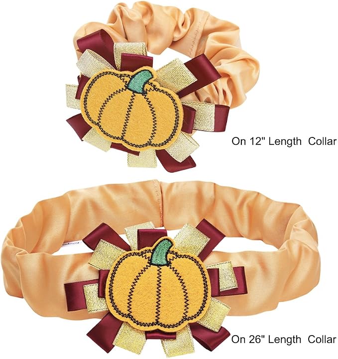 Blueberry Pet Thanksgiving Fall Charm Pumpkin Dog Collar Cover, Festive Accessory for Small to Large Dog Collars, Perfect for Dog Lovers & Family Photos, Puppy Collar Enthusiasts