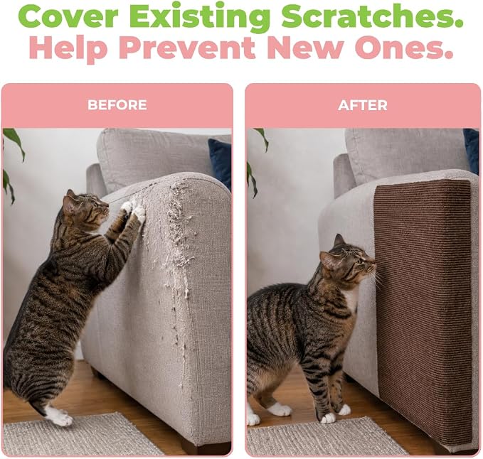 Best Pet Supplies Catify Cat Scratcher, Fun Interactive Scratchers, Posts, Poles, Claw Safe, Furniture Saver Indoor Play Support Natural Cat Behaviors Heavy Duty - Brown Mat - L: 78"