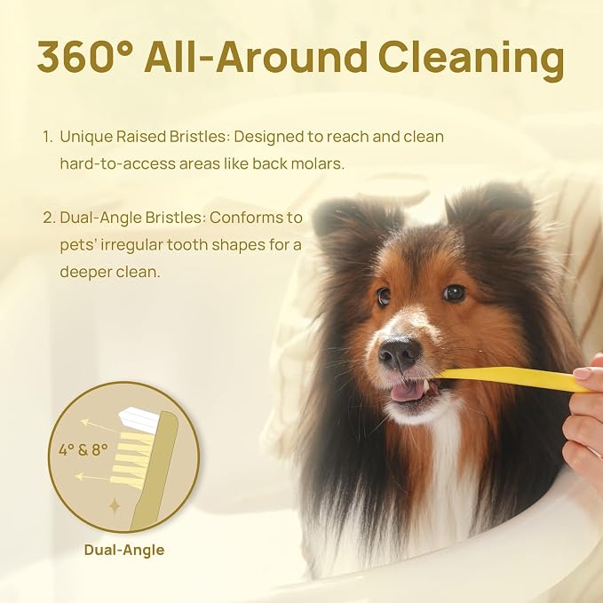HICC PET Toothbrush for Cats & Small Dogs,Ergonomic Pet Toothbrush for Easy Teeth Cleaning,Gentle on Gums, Cat & Dog Oral Care – Toothpaste Not Included