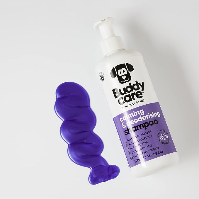 Calming & Deodorising Dog Shampoo by Buddycare | Lavender Scented | Itchy Skin Relief for Smelly Dogs | Deep Cleansing Shampoo for Dogs Puppy Sensitive Skin | with Aloe & Vitamin B5 (16.90oz)