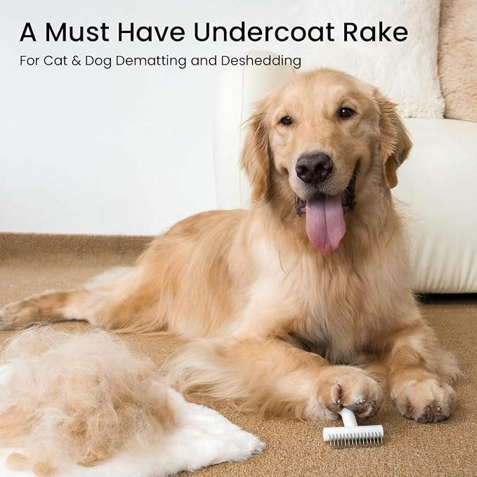 aumuca Dog & Cat Deshedding Brush – Pet Grooming Brush & Undercoat Rake for Long or Short Hair – Dematting Comb for Dogs, Cats, Matted Fur, Kitten, Puppy, Rabbit, Horse