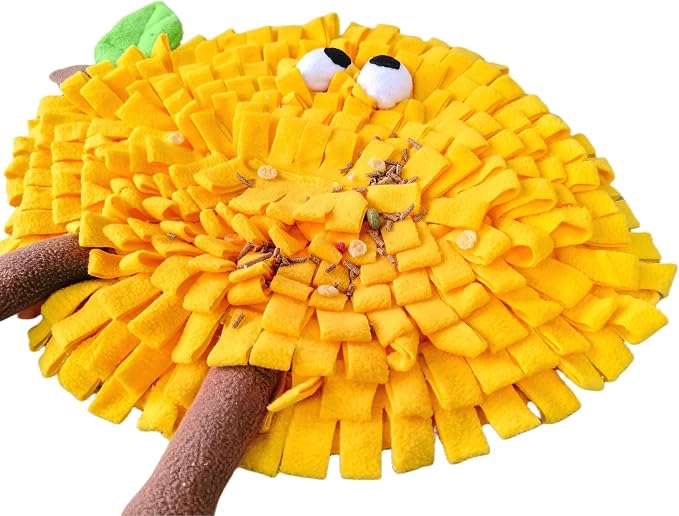 Dog Snuffle Mat Fleece Foraging Fruit Design Mats Small Animals Interactive Feeding Toy Anti Slip Slow Feeder Pet Treat Dispenser for Dogs Rabbits Guinea Pigs (Lemon)