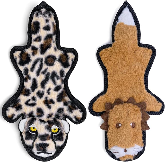 SHARLOVY No Stuffing Dog Toys Crinkle Squeaky, Long Lasting Chews for Aggressive, Durable Plush Dog Puppy Chew Toys for Teething, with 6 Tough Layers for Small Medium Large Breed-2 Pack,Large