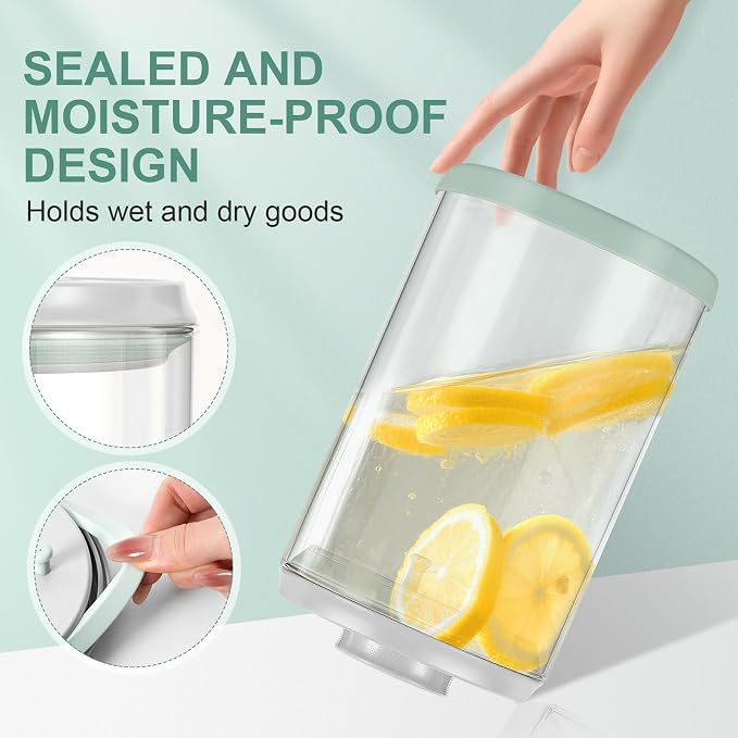 Dog-Cat Food Storage Container, 2 L Airtight Glass Treat Jar | 2 L/2.2 qt borosilicate glass jar with one-push airtight lid; BPA-free, removable lid for cleaning; for kibble and treats.