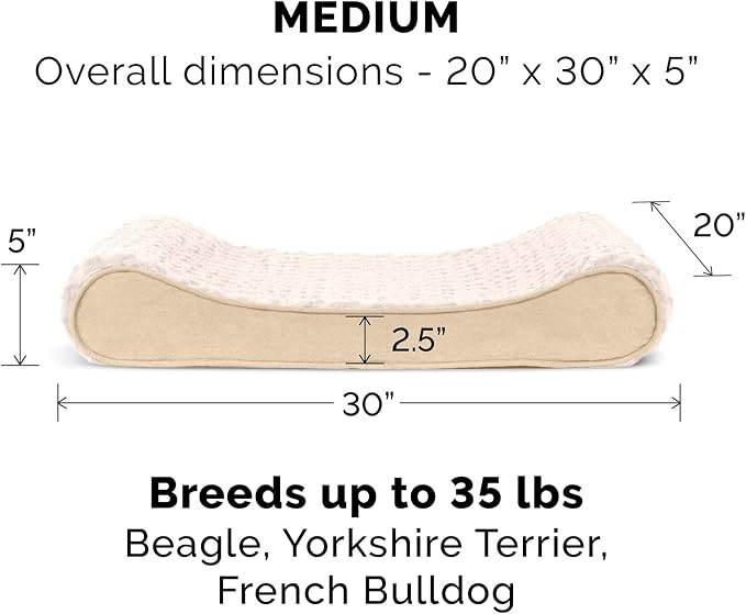 Furhaven Replacement Dog Bed Cover Ultra Plush Faux Fur & Suede Contour Luxe Lounger, Machine Washable - Cream, Medium