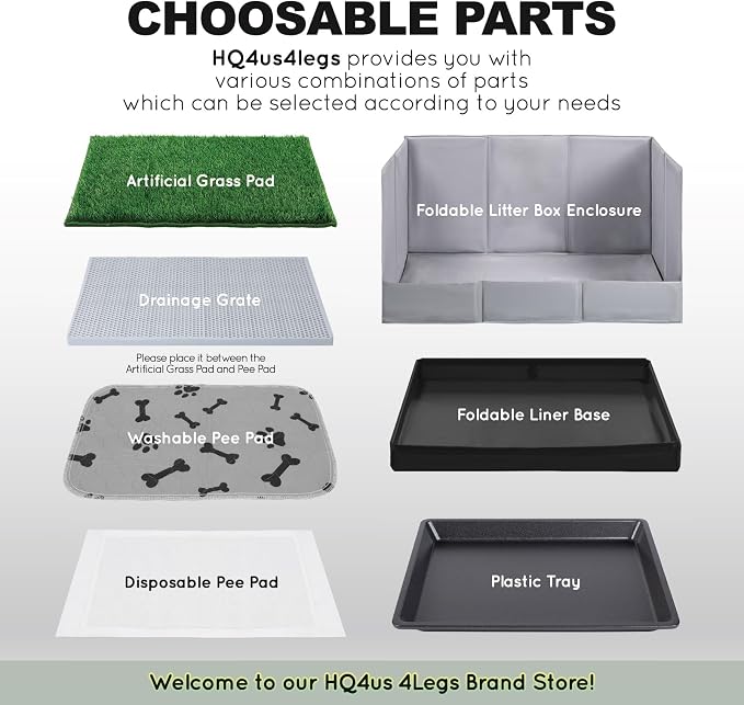 HQ4US 4LEGS Small Portable Dog Pee Pads Holder for Travel, Puppy Pad Holder Foldable Liner Base 23''x15'' Training Pad Holder with Fixing Clips, Dog Litter Box Waterproof, Easy Clean,Indoor Dog Potty