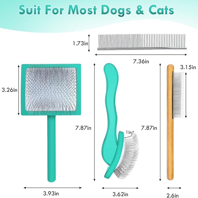 Wooden Long Pin Slicker Brush for Large Dog, Poodles & Doodles Long Hair | Grooming, Fluff & Detangle Heavy Dense Wavy Curly Coats to Easily Prevent Severe Hair Matting During Shedding Seasons