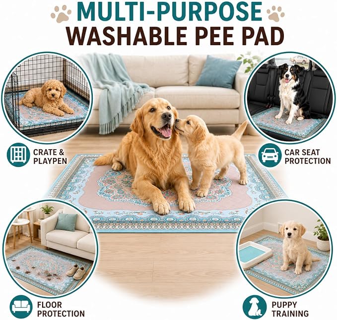 Aitmexcn Washable Pee Pads for Dogs, 2 Large Puppy Pads, 36'' x 41'' | Highly Absorbent, Waterproof Layer, Machine Washable, Non-Slip Bottom, For Playpens and Senior Dogs