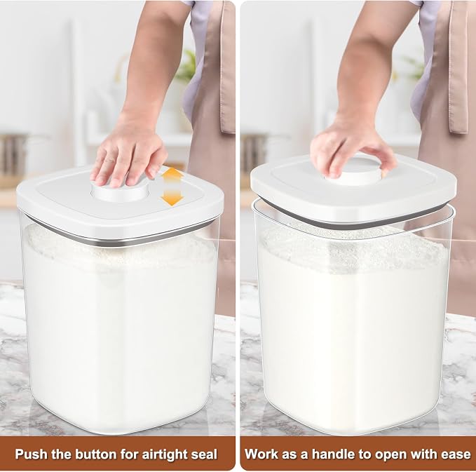 TBMAXS Airtight Rice Container 20 Lbs, Clear PET Plastic Food Storage Container Bin For Flour Sugar, Dry Food Holder with Easy Locking Lid for Kitchen Pantry Organization and Storage