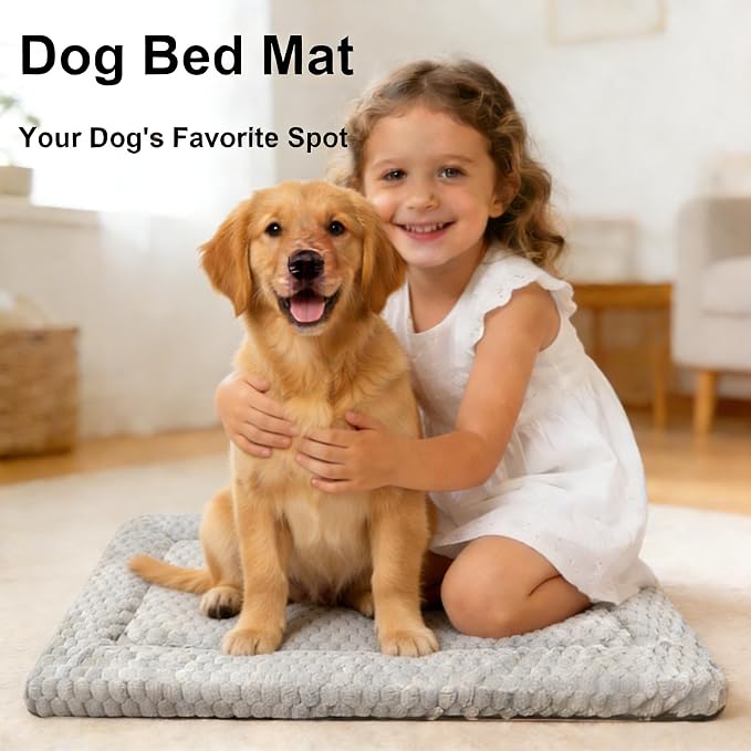 Dog Bed mat Machine-Washable Dog cage mat Light Brown（30x20x1.5in） | Soft reversible design with non-slip bottom, machine washable, lightweight, ideal for crates, travel, and home