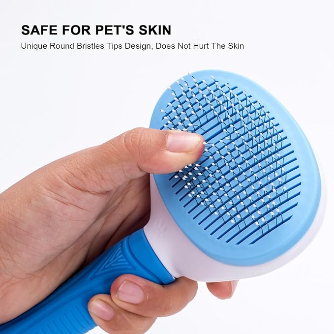 Aogeili Self-Clean Slicker Brush, Deshedding Comb for Dogs Cats Rabbits | One-Click Release Removes Loose Undercoat, Mats & Tangles, for Long & Short Hair Shedding Pets