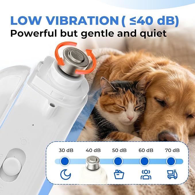 2-in-1 Pet Nail Clipper & Grinder with Dual LED Lights, USB Rechargeable, Electric Multi-Function Grinding, Quiet Operation with Splash Guard, Suitable for Small/Medium/Larg