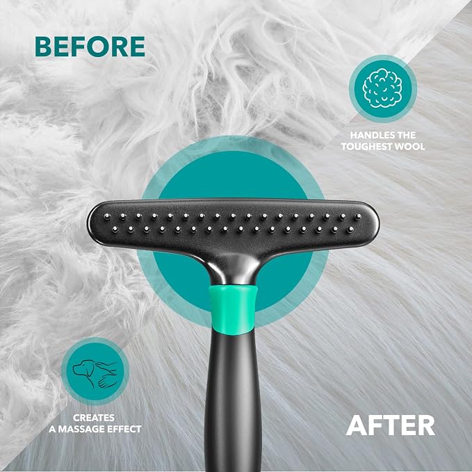 DOGI Deshedding Brush Comb - Undercoat Rake for Dogs, Cats, Short, Long Hair Coats - Double Row Stainless Steel Pins - Reduce Shedding by 90% (Green)