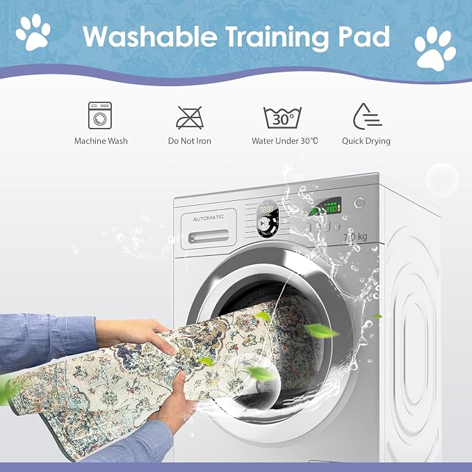 SCLOSE Washable Pee Pad for Dogs Extra Large, 72" x 72" Reusable Puppy Pads Waterproof Dog Rugs, Super Absorbent, Leakproof, Dog Crate Pad, Playpen Mat, Whelping Pads, Vintage Medallion