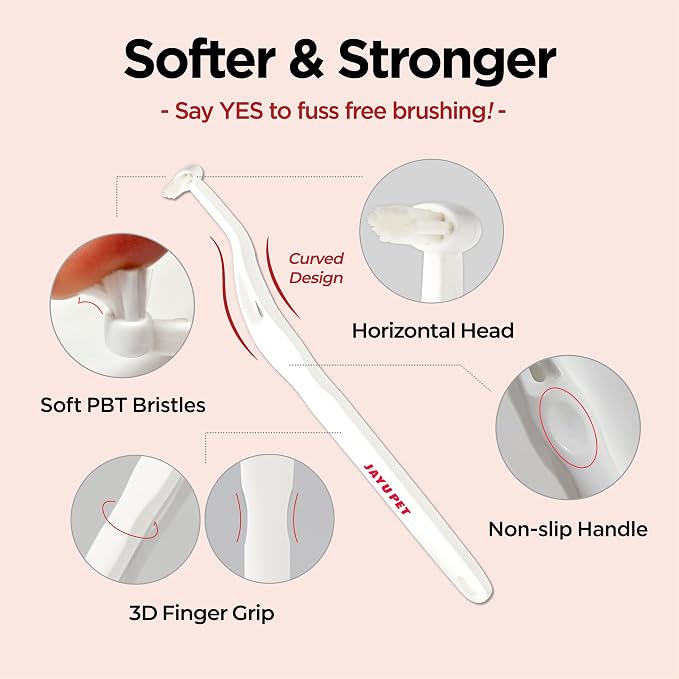 JAYU PET Dental Care Brush with Soft Bristles 1ea | Dog Toothbrush, Cat Toothbrush, For Kitten and Small Dogs, Removes Old Plaque and Tartar, Easy Cleaning
