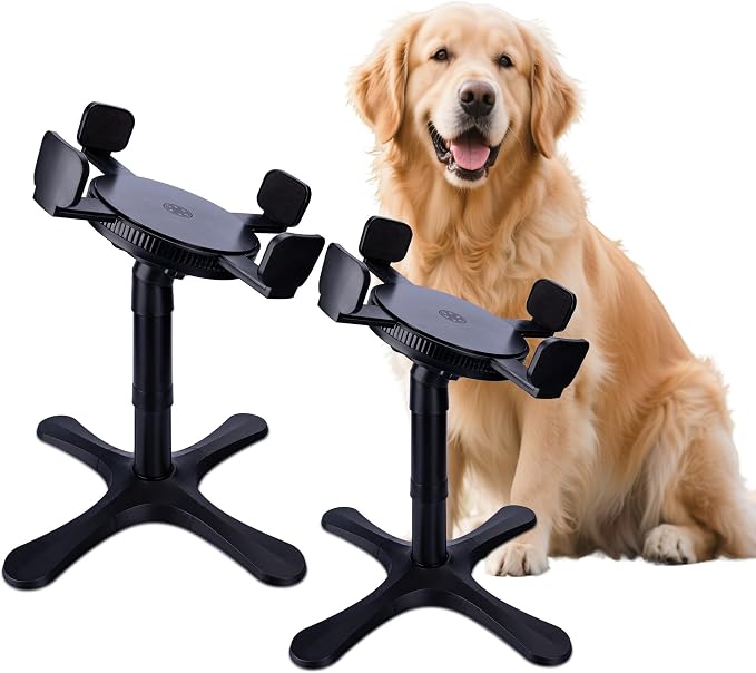 Elevated Adjustable Dog Bowl Feeding Stand, 3 Heights and Tiled Ajudst, Compatible with Moost Feeding Bowls, Great for Medium Large Dogs(2 Pack)