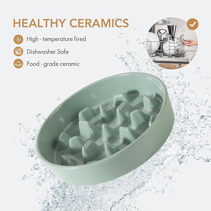 Havniva Ceramic Slow Feeder Dog Bowls, 3.2 Cups Dog Bowl Slow Feeding for Medium and Large Breed, 9.5inch Puzzle Dog Food Bowl Slow Feeder Non-Slip Anti-Gulping and Anti-Choking Reduces Bloating