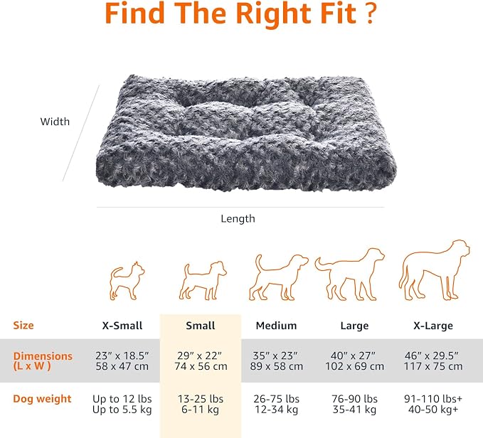 Amazon Basics Washable Cat and Dog Bed Crate Pad, Indoor, Easy to Wash, Fits Medium Crates, 29 x 21 x 3 inches, Gray