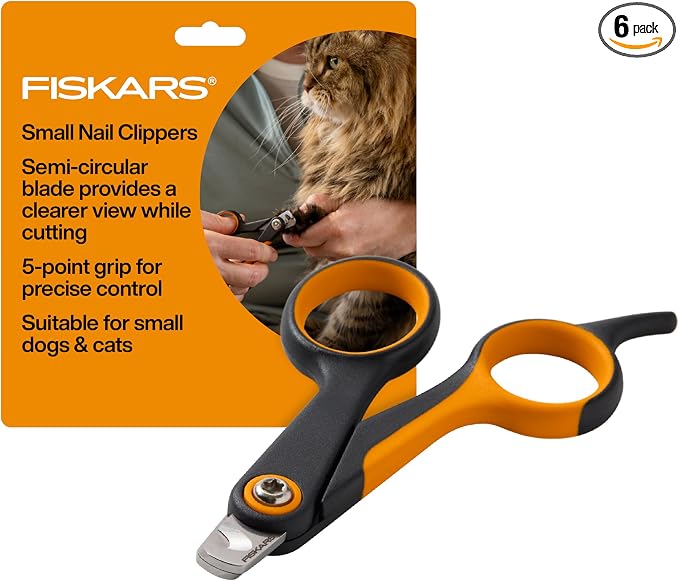 Fiskars Pet Small Nail Clippers, Cat and Dog Trimmers for Grooming, 4.25" (Pack of 6)