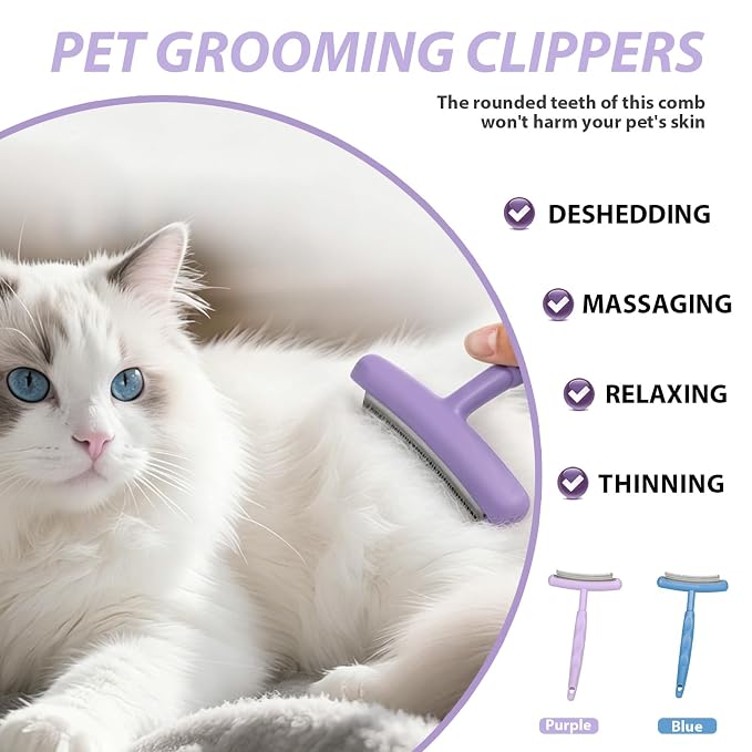 Pet Deshedding Brush for Dogs Cats, All Hair Types Grooming Tool (Purple) | Effectively reduces shedding by up to 95%,professional pet hair remover,gentle on sensitive skin,ergonomic non-slip handle