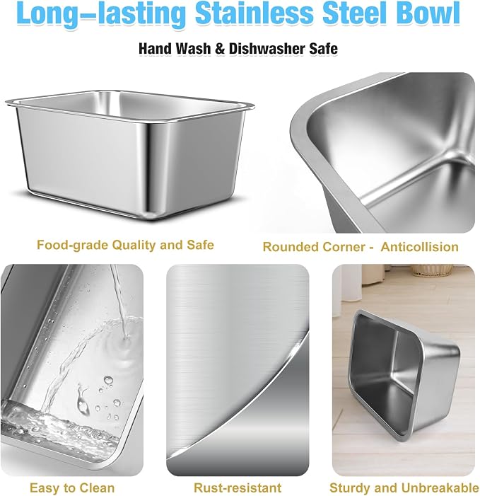 0.85 Gallon Dog Food Bowls Elevated, 10" Raised Dog Bowl with Stand for Medium Breed, Full Metal Feeding Station for Joint Pressure Relief, Easy Clean for Indoor Outdoor