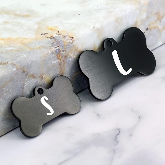 Ultra Joys Personalized Dog Tags for Pets - Durable Stainless Steel Customizable Dog Cat ID Tags - Dog Tags for Safety Optional Engraved on Both Sides -Birth Flower Dog Tag Small, Black