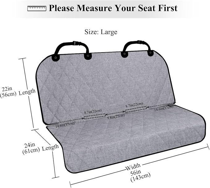 VIVAGLORY Dog Seat Cover Pet Seat Protector, Large, Heather Black | Backseat Cover for Car Suv & Truck, Back Rear Backseat Bench Protector