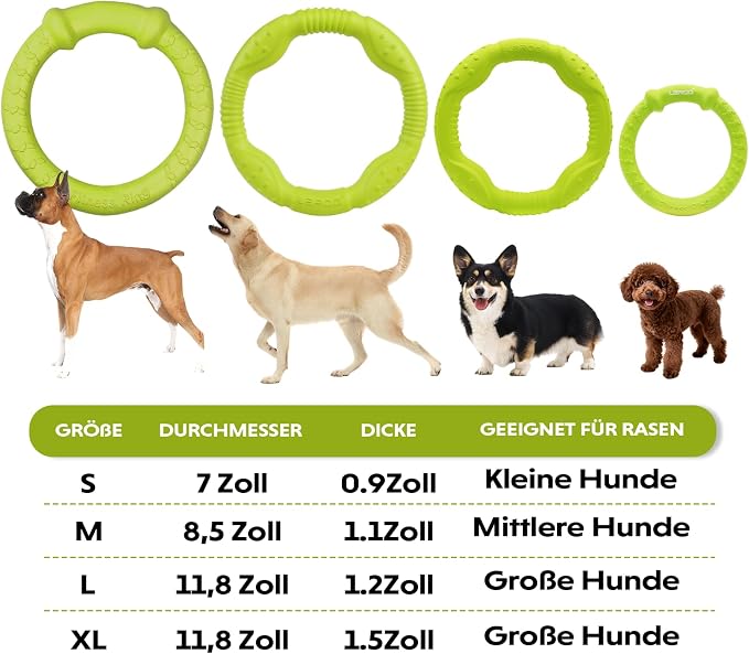 LaRoo Dog Flying Ring Toys, Floating Flying Disc ABS Durable Interactive Chew Toys for Training Outdoor Playing Puppy Medium Large Dogs (Small Green/18cm)