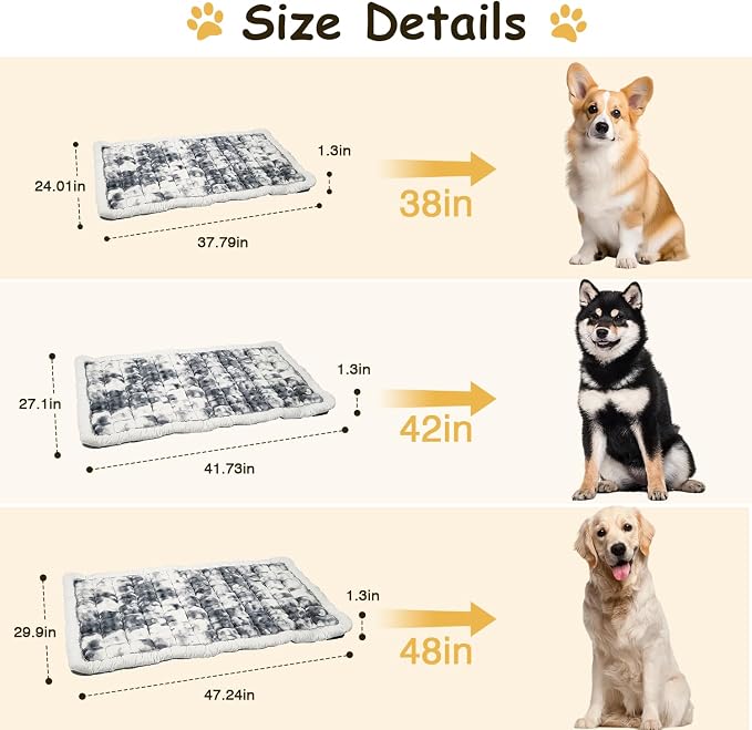 Washable Dog Bed Mat ，Upgraded Non-Slip Durable Dog Bed，Soft and Comfortable, Machine Washable Luxury Kennel Pad，Design Kennel Beds Mats for Large Medium Small Pets ，38" x 24"