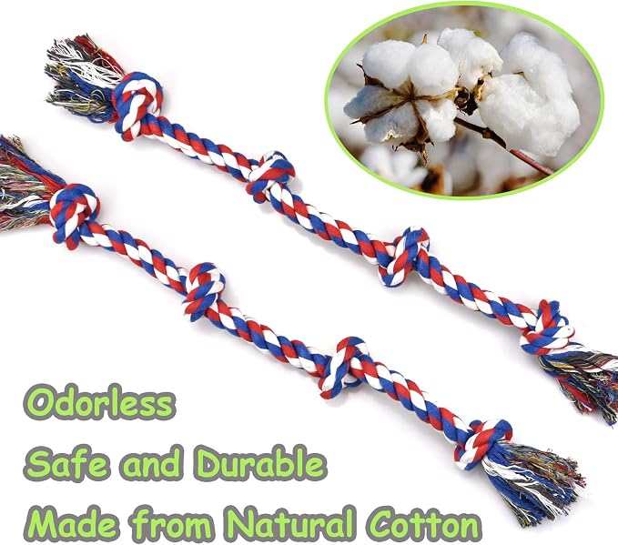 LECHONG Rope Dog Toys for Aggressive Chewers Large Breed Medium Breed, Small Dog Puppy Teething Chew Toys Heavy Duty Dental Dog Rope Toys Prevents Boredom and Relieves Stress