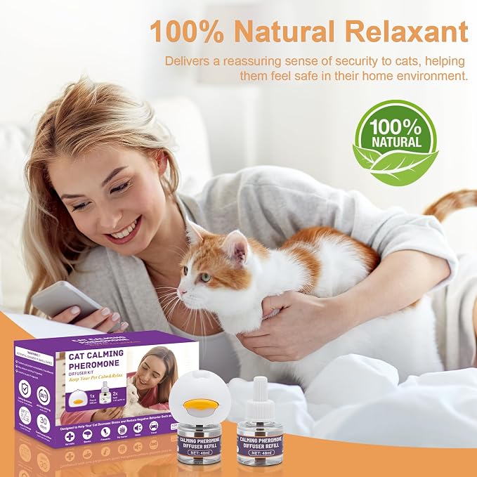Reespring Cat Pheromones Calming Diffuser Starter Kit: Premium Pheromone Diffuser for Cats - Cat Pheromones Diffuser - Cat Calming Diffuser - Cat Calming Pheromone Diffuser (1 diffusers+ 2 Refills)