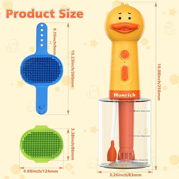 Homrich Electric Dog Soap Dispenser, 500ml Automatic Dog Foam Machine with Auto Mixing, Dog Shampoo Sprayer with Brush for Dog and Cat Bathing, Rechargeable Shampoo Foamer for Bathroom, Kitchen Sink