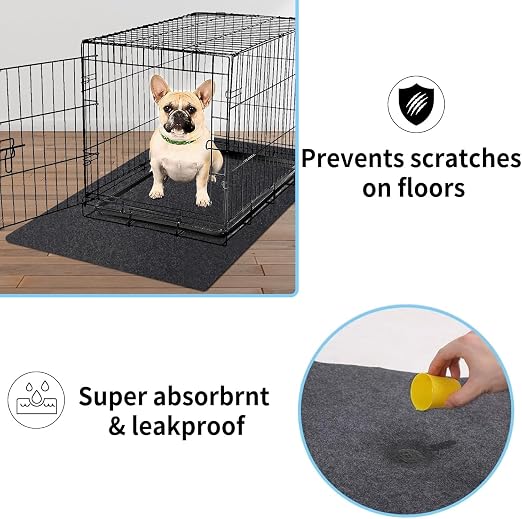 Kennel Pad Dog Crate Mat Liner, 34" x 52" - 1 Pack | Waterproof, Non-Slip, Washable Puppy Pee Pad for Kennel Training - Under Pet Cage to Protect Floors, Thin Cut to Fit Design