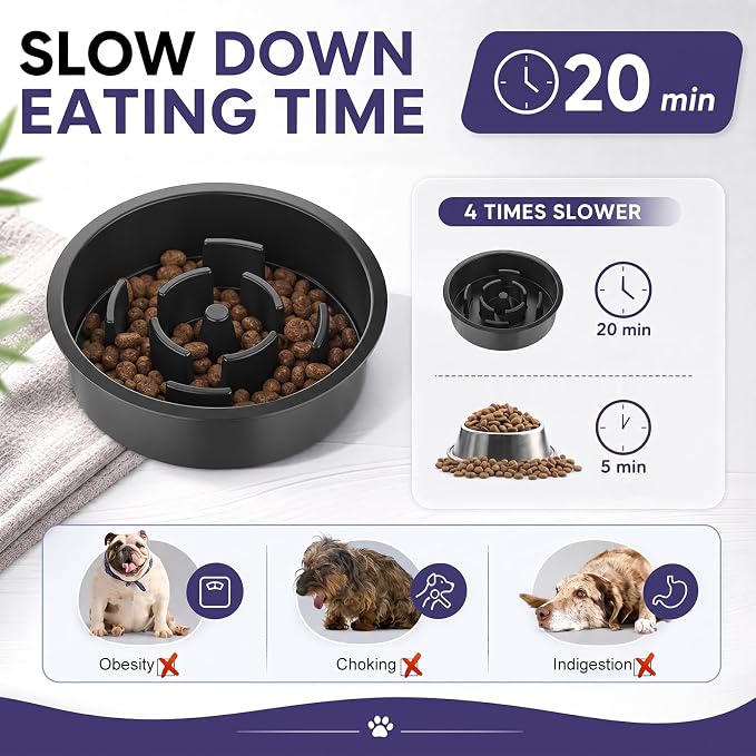 XIAZ Elevated Dog Bowls Large Breed Raised Dogs Bowl Stand Large/Medium Sized Dog Slow Feeder Dogs Bowls Food Water Stands 5 Heights Adjustable 9/11/12/14in Pet Feeder Dish Station