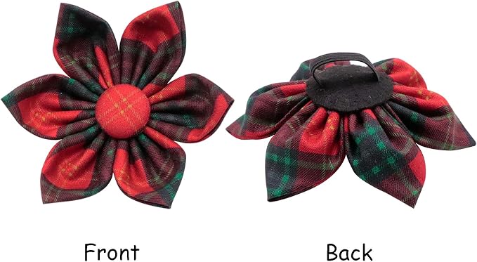 Lionet Paws Christmas Dog Collar with Flower, Soft and Comfortable, Adjustable Collar for Puppies and Cats Girl Gift, Neck 8-12 inches