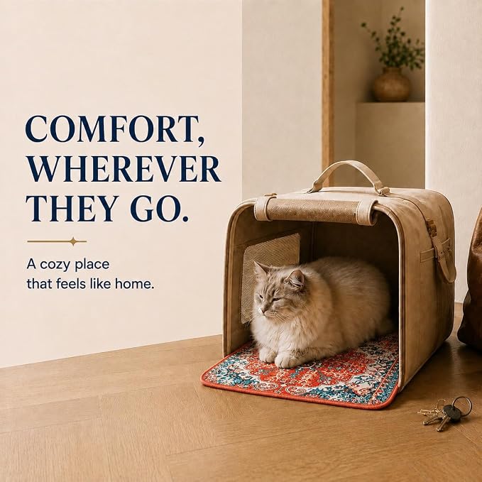 PUPIBOO Cat Litter Mat, Litter Trapping Mat, and Washable Cat Pee Pad | Cat litter box mat and cat food mat, 15x24in, 4-layer, OekoTex-, non-slip, washes up to 500 times
