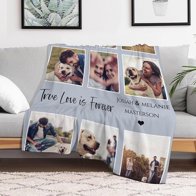 Artsadd Personalized Memorial Blanket with Pictures Pet Loss Sympathy Gift in Memory of Dog Cat Custom Photo Blanket