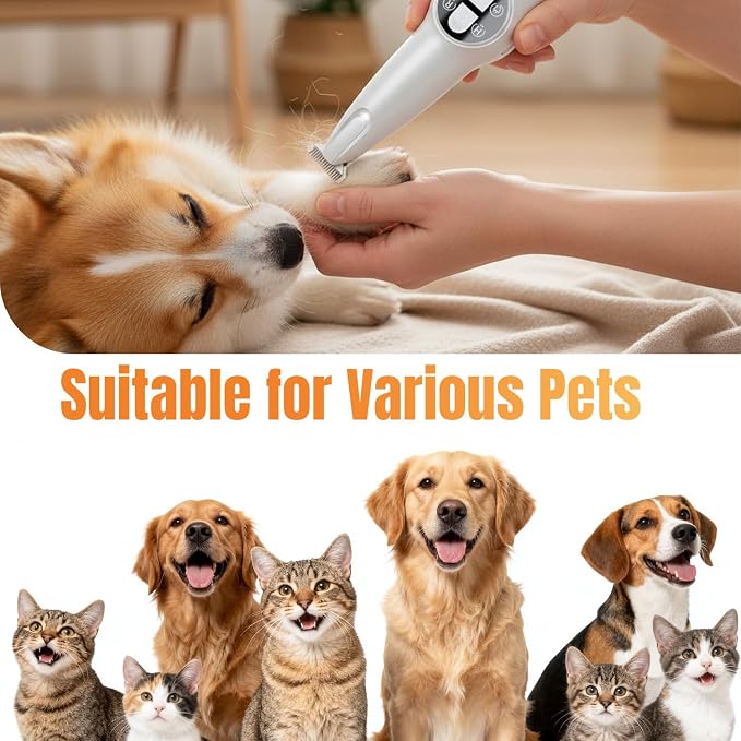 Mcbazel 2 in 1 Pet Micro Precision Trimmer & Nail Grinder, Multifunctional Rechargeable Pet Shaver Hair Nail Trimmer with LED Light for Paws Eyes Ears Face Buttocks for Large/Small Dogs and Cats