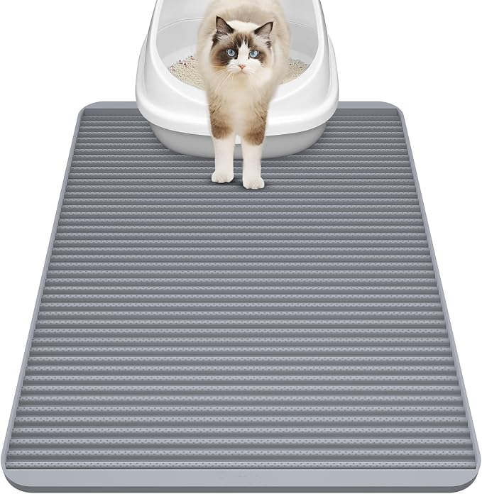 Filmicy Silicone Cat Litter Mat - 31' x 23' Waterproof Large Kitty Mat, Non-Slip, Durable, Easy Clean & Washable Cat Litter Tray Mat for Scatter Control