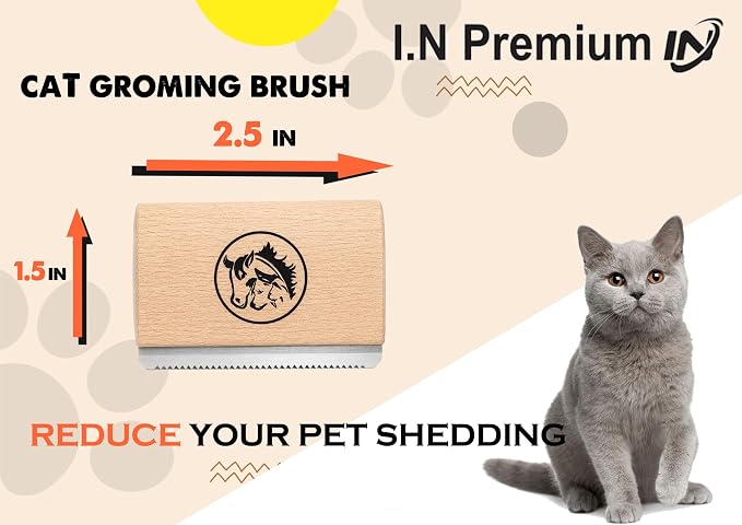 Cat Brush for Shedding & Cat grooming tool for Indoor Pet Grooming Tool Cats Deshedder undercoat brush Works for Short & Long Haired Pets Hair removal comb 2.5 inch