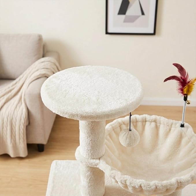 HUITREE 45in Cat Tree Tower with Big Condo for Indoor Cats,Cat Tower with Scratching Post,Scratching Board and Cat Toys,Multi-Level,Small Space,Transformer Cat Tree (338B)